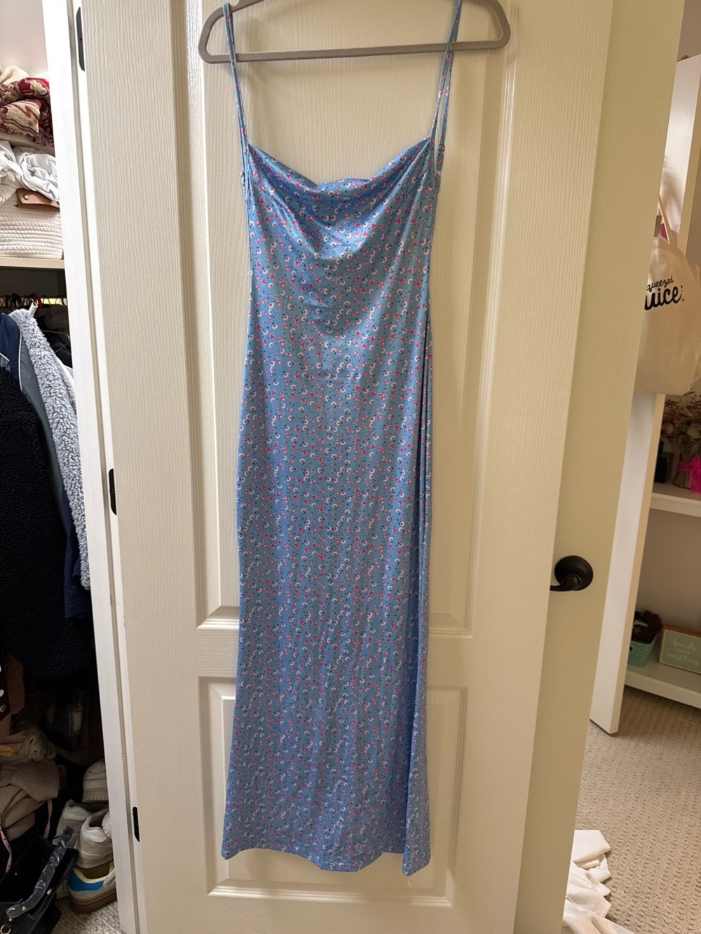 Blue Floral Slip Maxi Dress